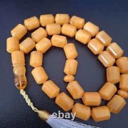 Natural Baltic Amber 33 Barell Beads Prayer Rosary Tesbih Misbah 81g