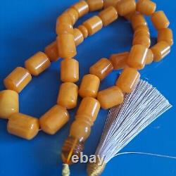 Natural Baltic Amber 33 Barell Beads Prayer Rosary Tesbih Misbah 81g