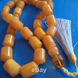 Natural Baltic Amber 33 Barell Beads Prayer Rosary Tesbih Misbah 81g