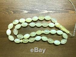 Natural Baltic Amber 33 Islamic Prayer Beads Olive shape Misbaha Tasbih 27g#4325