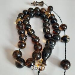 Natural Baltic Amber 33 Round Beads Prayer Rosary Tesbih Misbah 26g. 10.0mm