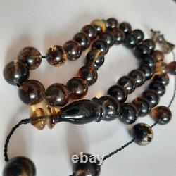 Natural Baltic Amber 33 Round Beads Prayer Rosary Tesbih Misbah 26g. 10.0mm