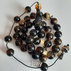 Natural Baltic Amber 33 Round Beads Prayer Rosary Tesbih Misbah 26g. 10.0mm