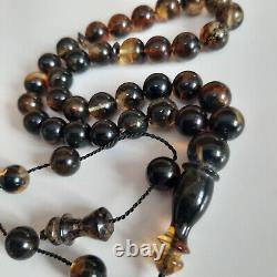 Natural Baltic Amber 33 Round Beads Prayer Rosary Tesbih Misbah 26g. 10.0mm