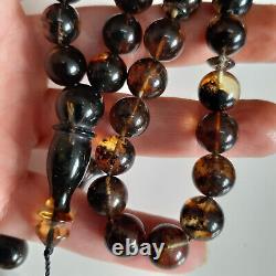 Natural Baltic Amber 33 Round Beads Prayer Rosary Tesbih Misbah 26g. 10.0mm