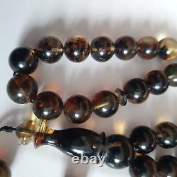 Natural Baltic Amber 33 Round Beads Prayer Rosary Tesbih Misbah 26g. 10.0mm