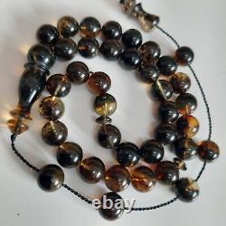 Natural Baltic Amber 33 Round Beads Prayer Rosary Tesbih Misbah 26g. 10.0mm