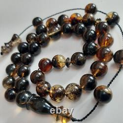 Natural Baltic Amber 33 Round Beads Prayer Rosary Tesbih Misbah 26g. 10.0mm