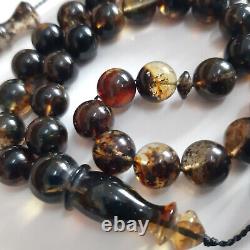 Natural Baltic Amber 33 Round Beads Prayer Rosary Tesbih Misbah 26g. 10.0mm