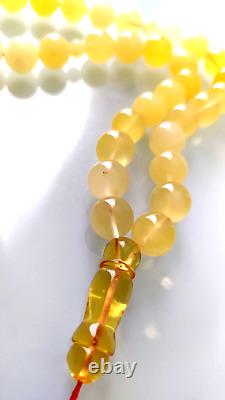 Natural Baltic Amber 33g Islamic Prayer Beads Misbaha Tasbih Rosary 33 Beads