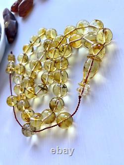 Natural Baltic Amber 33g. Islamic Prayer Rosary 12 mm. Beads Tesbih Misbaha
