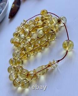Natural Baltic Amber 33g. Islamic Prayer Rosary 12 mm. Beads Tesbih Misbaha