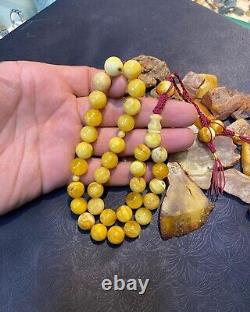 Natural Baltic Amber 35g. Islamic Prayer Rosary Round 12 mm. 33Beads Tesbih Misbah