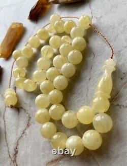 Natural Baltic Amber 40g. Milky White Islamic Prayer Rosary 12mm 33 Beads Tesbih
