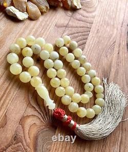 Natural Baltic Amber 45g. Islamic Prayer Rosary 12mm. 45 Beads Tesbih Misbah