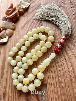 Natural Baltic Amber 45g. Islamic Prayer Rosary 12mm. 45 Beads Tesbih Misbah