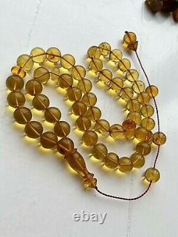 Natural Baltic Amber 48g. Islamic Prayer Rosary 11.5mm. Beads