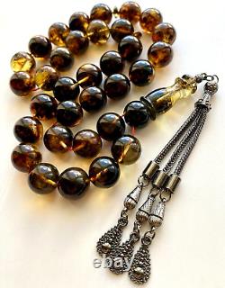 Natural Baltic Amber 53 g. Islamic Prayer Rosary 14 mm. 33 Beads Tesbih Misbaha