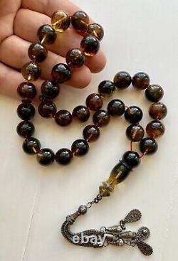 Natural Baltic Amber 53 g. Islamic Prayer Rosary 14 mm. 33 Beads Tesbih Misbaha