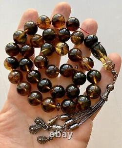 Natural Baltic Amber 53 g. Islamic Prayer Rosary 14 mm. 33 Beads Tesbih Misbaha