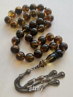 Natural Baltic Amber 53 g. Islamic Prayer Rosary 14 mm. 33 Beads Tesbih Misbaha