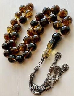 Natural Baltic Amber 53 g. Islamic Prayer Rosary 14 mm. 33 Beads Tesbih Misbaha