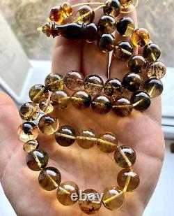 Natural Baltic Amber 57g. Islamic Prayer Rosary 14 mm. Beads Tesbih Misbah