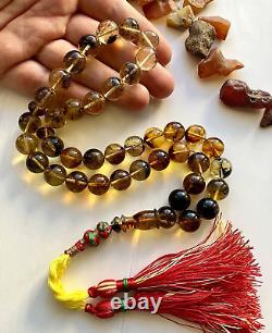 Natural Baltic Amber 65g. Islamic Prayer Rosary 14mm. 39 Beads Tesbih Misbaha