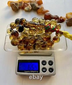 Natural Baltic Amber 65g. Islamic Prayer Rosary 14mm. 39 Beads Tesbih Misbaha