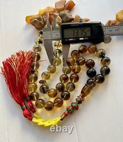 Natural Baltic Amber 65g. Islamic Prayer Rosary 14mm. 39 Beads Tesbih Misbaha