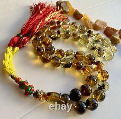 Natural Baltic Amber 65g. Islamic Prayer Rosary 14mm. 39 Beads Tesbih Misbaha