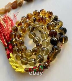 Natural Baltic Amber 65g. Islamic Prayer Rosary 14mm. 39 Beads Tesbih Misbaha