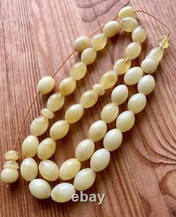 Natural Baltic Amber 65g. Islamic Prayer Rosary White Olive 33 Beads Tesbih