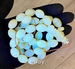 Natural Baltic Amber 65g. Islamic Prayer Rosary White Olive 33 Beads Tesbih