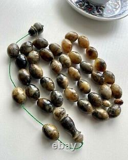 Natural Baltic Amber 69g. Islamic Prayer Rosary Olive 33 Beads Tesbih Misbaha