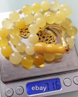 Natural Baltic Amber 71g Islamic Prayer Beads Misbaha Tasbih Rosary 33 Beads