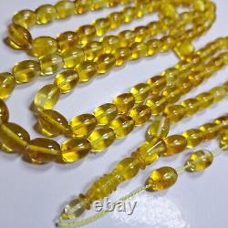 Natural Baltic Amber 99 Barell Beads Prayer Rosary Tesbih Misbah 65g
