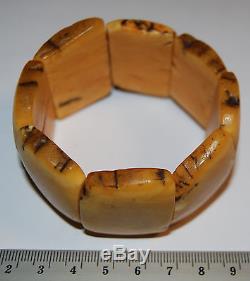 Natural Baltic Amber. Antique Bracelet, XIX century. White color. 49 g (A001)