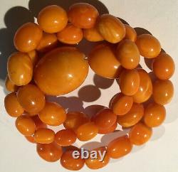 Natural Baltic Amber Antique Butterscotch Egg Yolk Beads Necklace 74 g