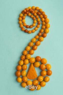 Natural Baltic Amber Antique Butterscotch Egg Yolk Rosary Beads Necklace 43gr