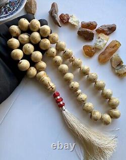 Natural Baltic Amber Big 134g. Islamic Prayer Rosary Pumpkin 33 Beads Tesbih