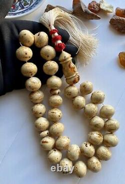 Natural Baltic Amber Big 134g. Islamic Prayer Rosary Pumpkin 33 Beads Tesbih