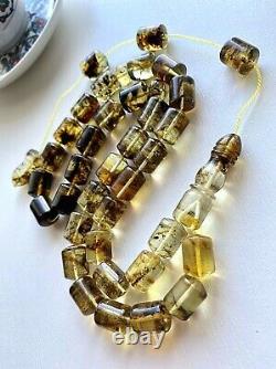 Natural Baltic Amber Big 60g. Beads Islamic Prayer Rosary Tesbih Misbaha