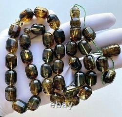 Natural Baltic Amber Big 82g. FACETED Beads Islamic Prayer Rosary Tesbih Misbaha
