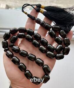 Natural Baltic Amber Big Islamic Prayer Rosary 74g Black 33 Beads Tesbih Misbaha