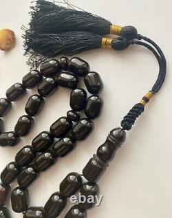 Natural Baltic Amber Big Islamic Prayer Rosary 74g Black 33 Beads Tesbih Misbaha