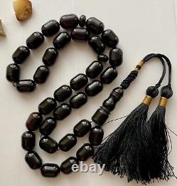 Natural Baltic Amber Big Islamic Prayer Rosary 74g Black 33 Beads Tesbih Misbaha