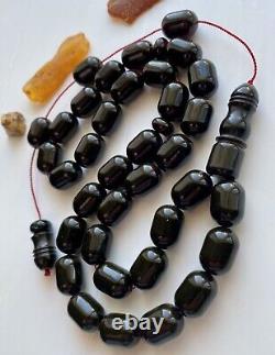 Natural Baltic Amber Big Islamic Prayer Rosary 81g Cherry 33Beads Tesbih Misbaha