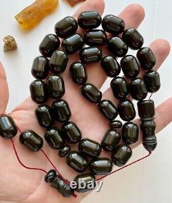 Natural Baltic Amber Big Islamic Prayer Rosary 81g Cherry 33Beads Tesbih Misbaha