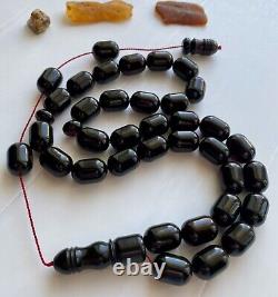 Natural Baltic Amber Big Islamic Prayer Rosary 81g Cherry 33Beads Tesbih Misbaha